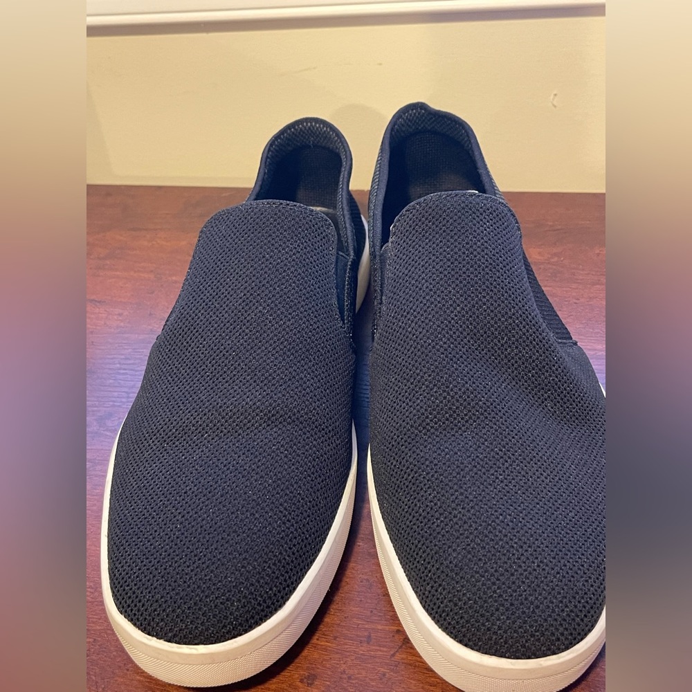 Calvin Klein Black Knit Slip-On Loafers with White Sole